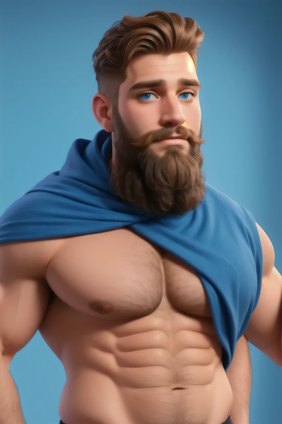 handsome bearded man, blue hue, artistic portrait