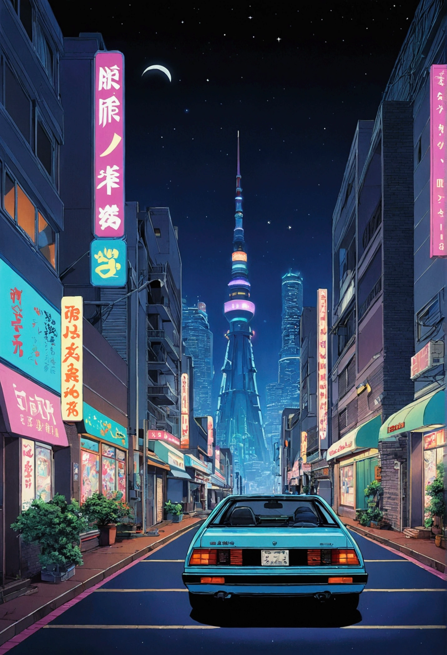 Retro Anime、80s Anime、Night view