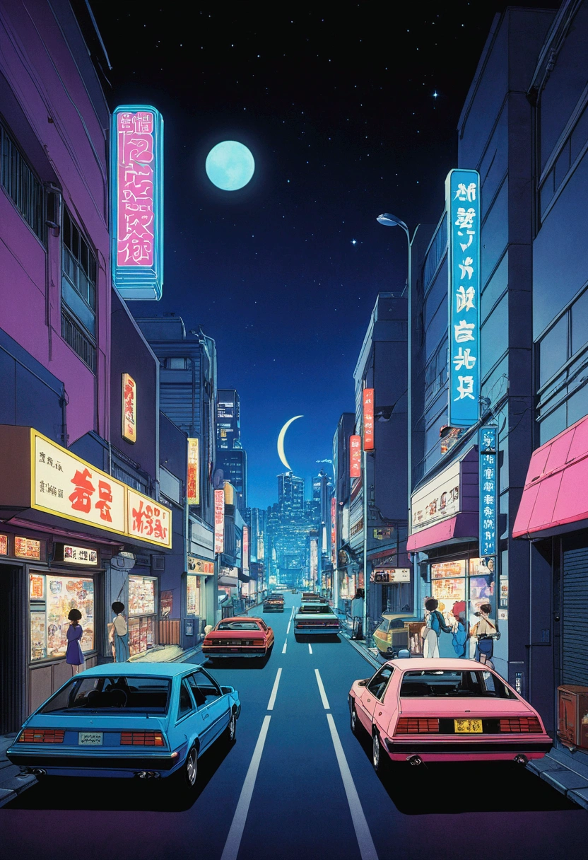 Retro Anime、80s Anime、Night view