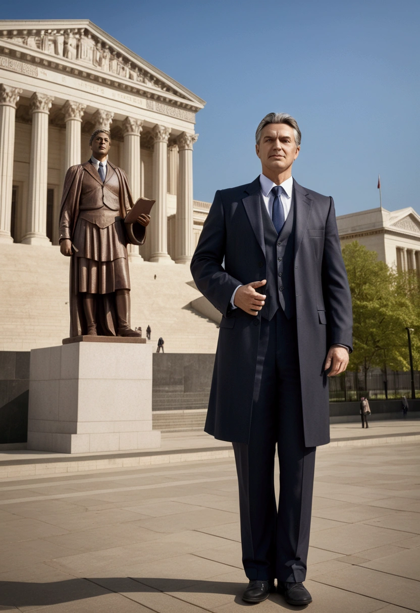 (Lawyer), movie "LEGAL HIGH", magazine cover, full body, award-winning, cinematic still, emotional, vignette, dynamic, vivid, (masterpiece, best quality, photorealistic, Professional, perfect composition, very aesthetic, absurdres, ultra-detailed, intricate details:1.3)
