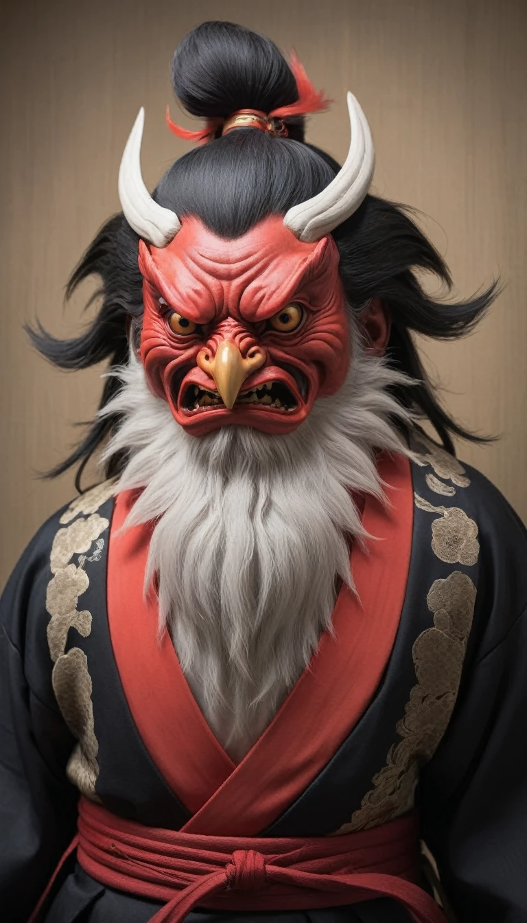 "A hyper-realistic and detailed depiction of a traditional Japanese Tengu, with a red face,