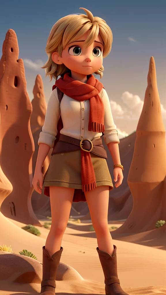 The desert stretches in all directions, vast and relentless, with rolling dunes and an indistinct horizon. The sky, formerly a crystal blue, is now filling with clouds of sand, announcing the arrival of a storm. lara, With unwavering determination, advances through treacherous terrain, every step a fight against the rising wind.
The fierce sandstorm is approaching quickly, turning the day into an orange gloom. O vento uiva ao redor de lara, raising curtains of sand that obscure vision and prick your skin like tiny needles. She squints her eyes and wears a thick scarf wrapped around her face to protect herself from the storm's relentless onslaught..
Your scarf, dyed a vibrant red, flutters violently in the wind, creating a striking contrast against the golden desert backdrop. The grains of sand dance frantically in the air, forming swirls and ephemeral patterns. The dunes, previously stable, now they change shape, as if they were living creatures moved by the fury of the storm.
lara se move com passos firmes e decididos, every muscle tense, but coordinated. Your body leans slightly forward, fighting the force of the wind. Boots sink into the soft sand, leaving footprints that soon disappear under the constant barrage of sand. She keeps her eyes fixed on the horizon, where a small landmark, maybe a rock or a distant structure, serves as a guide in the midst of chaos.
The sound of the storm is deafening, a continuous roar that fills the air. lara sente a força bruta da natureza ao seu redor, But his determination remains unwavering. She adjusts her scarf to better protect her face and tightens her backpack belt., ensuring your precious supplies are safe.
Even in the middle of the storm, There's a fierce beauty in the landscape around you. Diffuse sunlight, filtered by the sand cloud, creates an ethereal glow, almost magical. lara, a lone figure in the midst of the raging desert, personifies courage