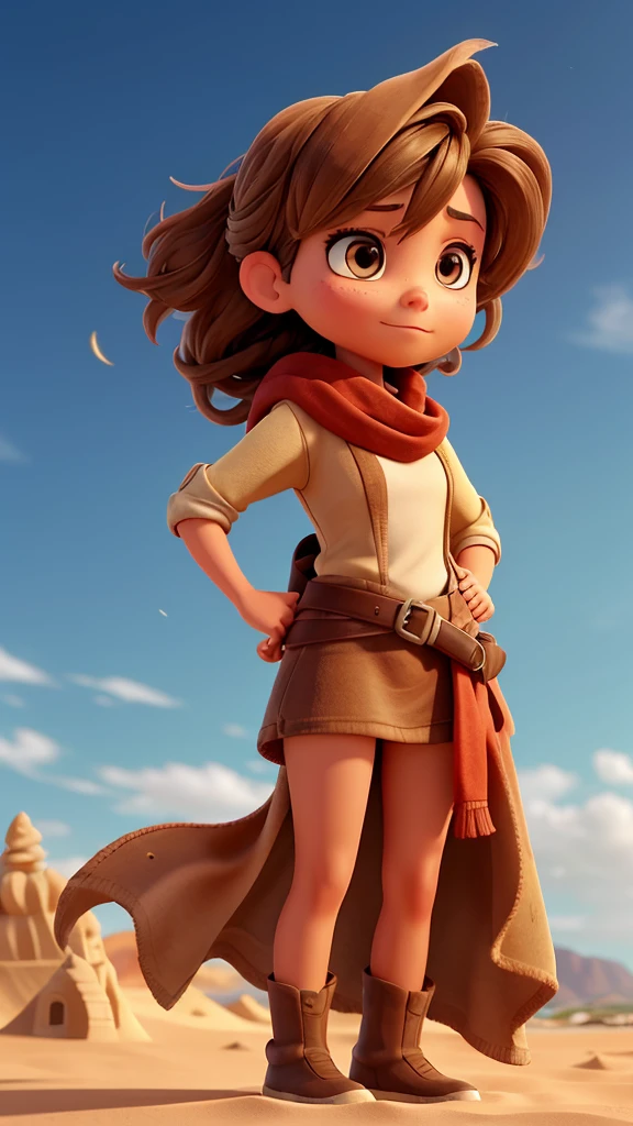 The desert stretches in all directions, vast and relentless, with rolling dunes and an indistinct horizon. The sky, formerly a crystal blue, is now filling with clouds of sand, announcing the arrival of a storm. lara, With unwavering determination, advances through treacherous terrain, every step a fight against the rising wind.
The fierce sandstorm is approaching quickly, turning the day into an orange gloom. O vento uiva ao redor de lara, raising curtains of sand that obscure vision and prick your skin like tiny needles. She squints her eyes and wears a thick scarf wrapped around her face to protect herself from the storm's relentless onslaught..
Your scarf, dyed a vibrant red, flutters violently in the wind, creating a striking contrast against the golden desert backdrop. The grains of sand dance frantically in the air, forming swirls and ephemeral patterns. The dunes, previously stable, now they change shape, as if they were living creatures moved by the fury of the storm.
lara se move com passos firmes e decididos, every muscle tense, but coordinated. Your body leans slightly forward, fighting the force of the wind. Boots sink into the soft sand, leaving footprints that soon disappear under the constant barrage of sand. She keeps her eyes fixed on the horizon, where a small landmark, maybe a rock or a distant structure, serves as a guide in the midst of chaos.
The sound of the storm is deafening, a continuous roar that fills the air. lara sente a força bruta da natureza ao seu redor, But his determination remains unwavering. She adjusts her scarf to better protect her face and tightens her backpack belt., ensuring your precious supplies are safe.
Even in the middle of the storm, There's a fierce beauty in the landscape around you. Diffuse sunlight, filtered by the sand cloud, creates an ethereal glow, almost magical. lara, a lone figure in the midst of the raging desert, personifies courage