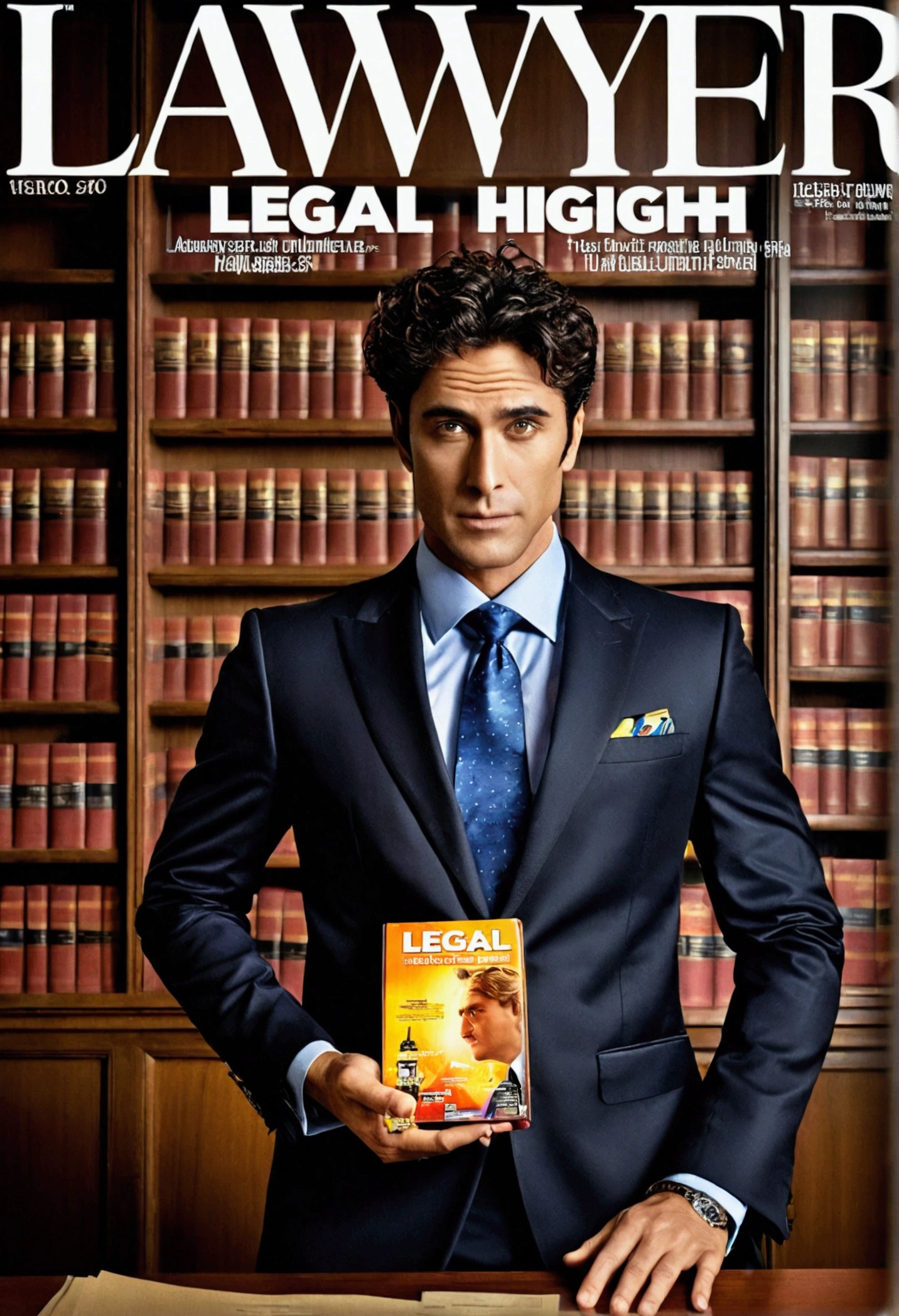 (Lawyer), movie "LEGAL HIGH", magazine cover, full body, award-winning, cinematic still, emotional, vignette, dynamic, vivid, (masterpiece, best quality, photorealistic, Professional, perfect composition, very aesthetic, absurdres, ultra-detailed, intricate details:1.3)
