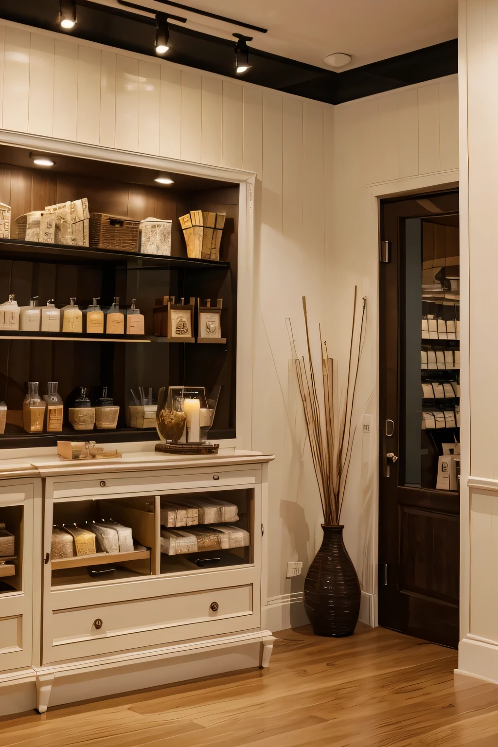 create an image of a medisa scented candle store 16:9 vintage style