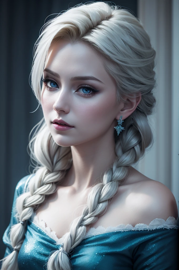 Make a photo of Elsa from frozen realistic dark fantasy version
