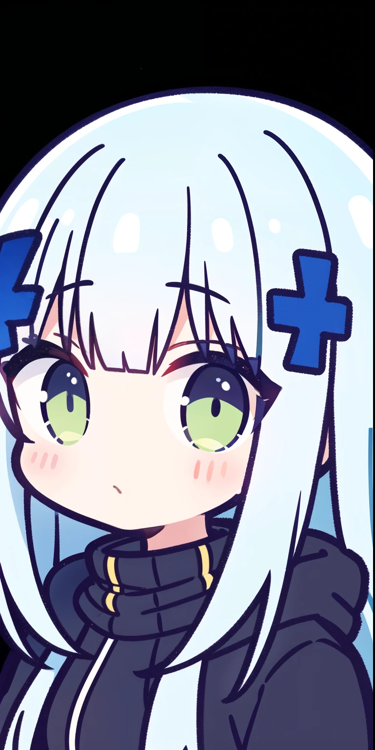 （1 girl），（Solo exhibitions），masterpiece，Best quality，Simple background，White background，HK416 Module 3 \（Women&#39;s Front），Poker face，stand up，（White hair），长White hair，Hair accessories，White gloves，Teenage Girl，black，Exquisite facial features，Clear eyes，Stunning graphics，Neck tie