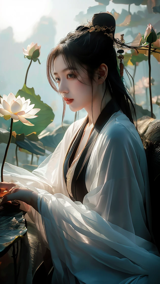 Ultra-high resolutionolution,((masterpiece))),(((best quality))),((Super detailed)),((extremely delicate and beautiful)),Cinematic light,Detailed environment,(true),Cinematic light,Detailed environment,(true),
(original photo, 4K, trueistic, 精緻Meticulous肌膚 :1.3),masterpiece,best quality,Award-winning works,Super detailed,Depth of Field,Cinematic angle,Cinematic light,Low profile,dark scene,(Soft and warm side lighting:1.2),(high dynamic range:1.4),
(hypertrueism, Soft Light, sharp),(Super detailed的:1.2),Cinematic lighting,thunderclap,overexposure,intricate details,magazine cover,Dynamic angle,Chiaroscuro,Emotional impressions,
(trueistic, photo-trueistic:1.37),Very detailed,photography,8k,Amazing,Meticulous,best quality,Ultra-high resolution,Outstanding details,Atmospheric depth,superb technology,harmonious composition,Cinematic lighting,immersive atmosphere,Stunning visual effects,Rose red and blue,Light bronze and indigo,
Snow Lotus Leaf,1 girl,(whole body:1.1),Hanfu,Chinese clothes,Long sleeve,jewelry,Dynamic angle,view,Extremely beautiful skin,natural skin texture,Beautiful and beautiful,Atmospheric,Very detailed background,(shiny skin:1.5),