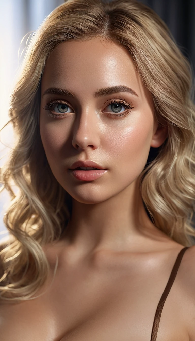 beautiful blonde girl with big bust and big hips, naked, extremely detailed eyes and face, long eyelashes, photorealistic, high quality, 8k, best quality, masterpiece, cinematic lighting, dramatic lighting, dramatic shadows, volumetric lighting, dynamic pose, intricate details, hyper realistic, natural skin, pores, subsurface scattering, realistic shading, seamless, flawless skin, smooth skin, glowing skin, glossy skin, studio lighting, professional photography, cinematic composition, dramatic composition, dynamic composition, ultra-detailed, hyperrealistic, photorealistic