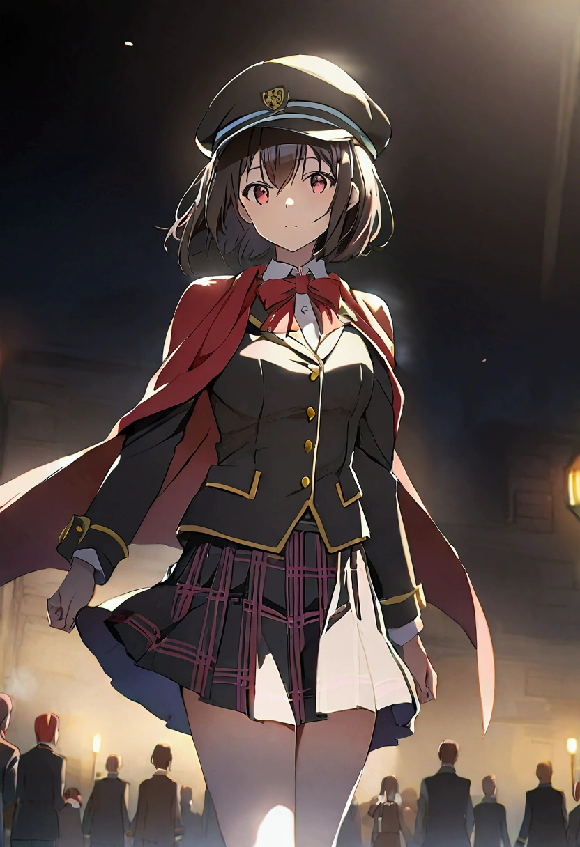 Yunyun　female hat　Cape　Preppy　blazer　Check skirt