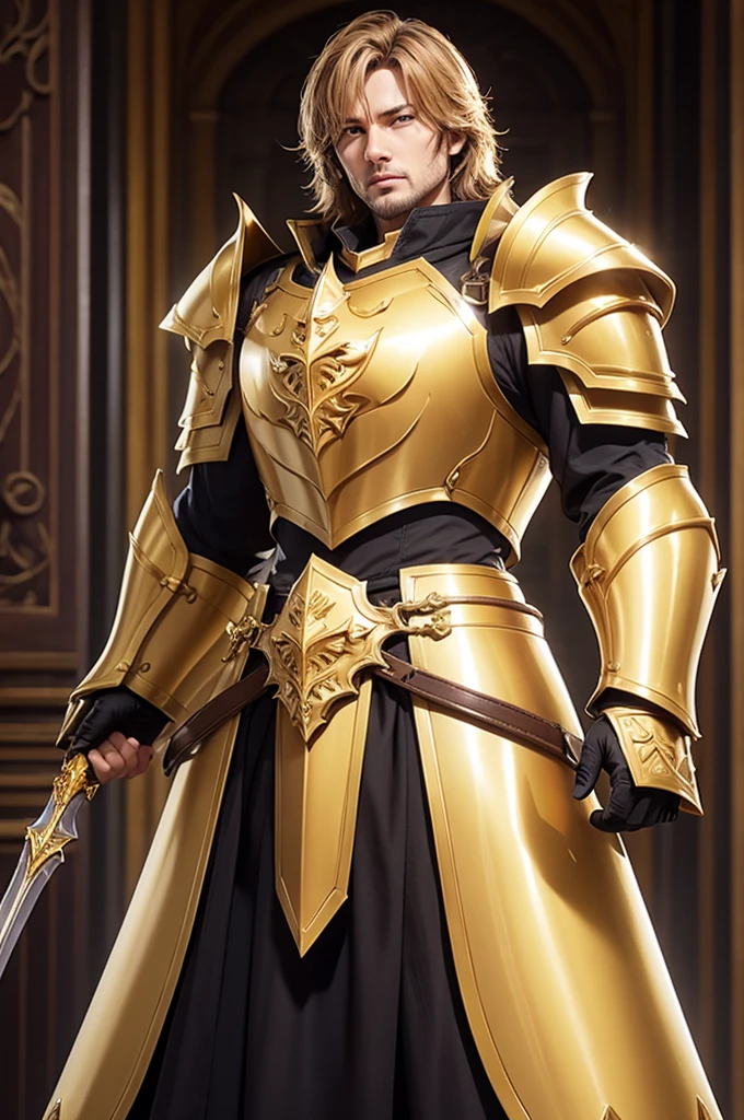Paladin with golden lion armor
