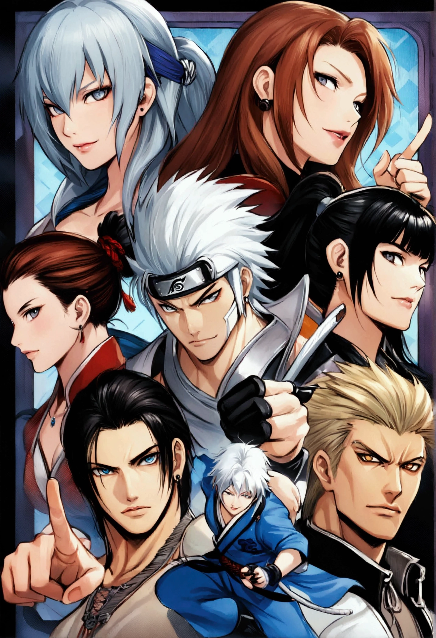 A closeup of a person pointing a finger at something, king of fighters character, Fighting game character, official art del personaje, as a tekken character, official character illustration, Yee Chong Silver Fox, high quality artwork, official art, character artwork, xqc, hero, Annie Leonhart, katana zero video game character, kate obispo, Yun Ling, dragon ball, Naruto, hinata