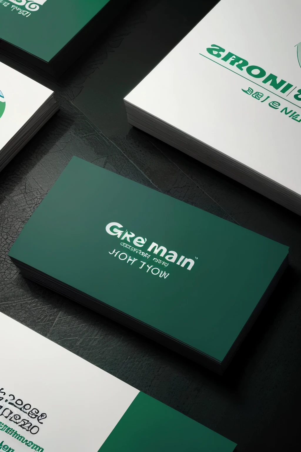 Show show logo on a business card called green environment main color green and blue and show your sub logo 