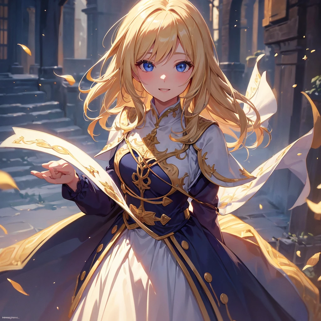 Blonde woman、Medieval American Clothing, ((Highest quality)), High resolution, 8k, Cinematic Light, High Contrast, Written boundary depth、Joyful expression、Thanksgiving Background、beautiful, Strong brilliance, Detailed Background, One Girl, cute, fine grain, Shining Eyes, Detailed Iris、