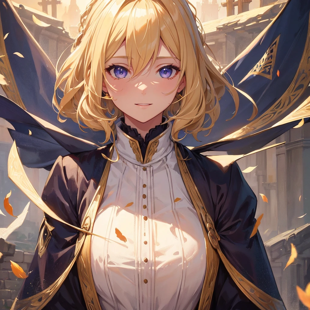 Blonde woman、Medieval American Clothing, ((Highest quality)), High resolution, 8k, Cinematic Light, High Contrast, Written boundary depth、Joyful expression、Thanksgiving Background、beautiful, Strong brilliance, Detailed Background, One Girl, cute, fine grain, Shining Eyes, Detailed Iris、