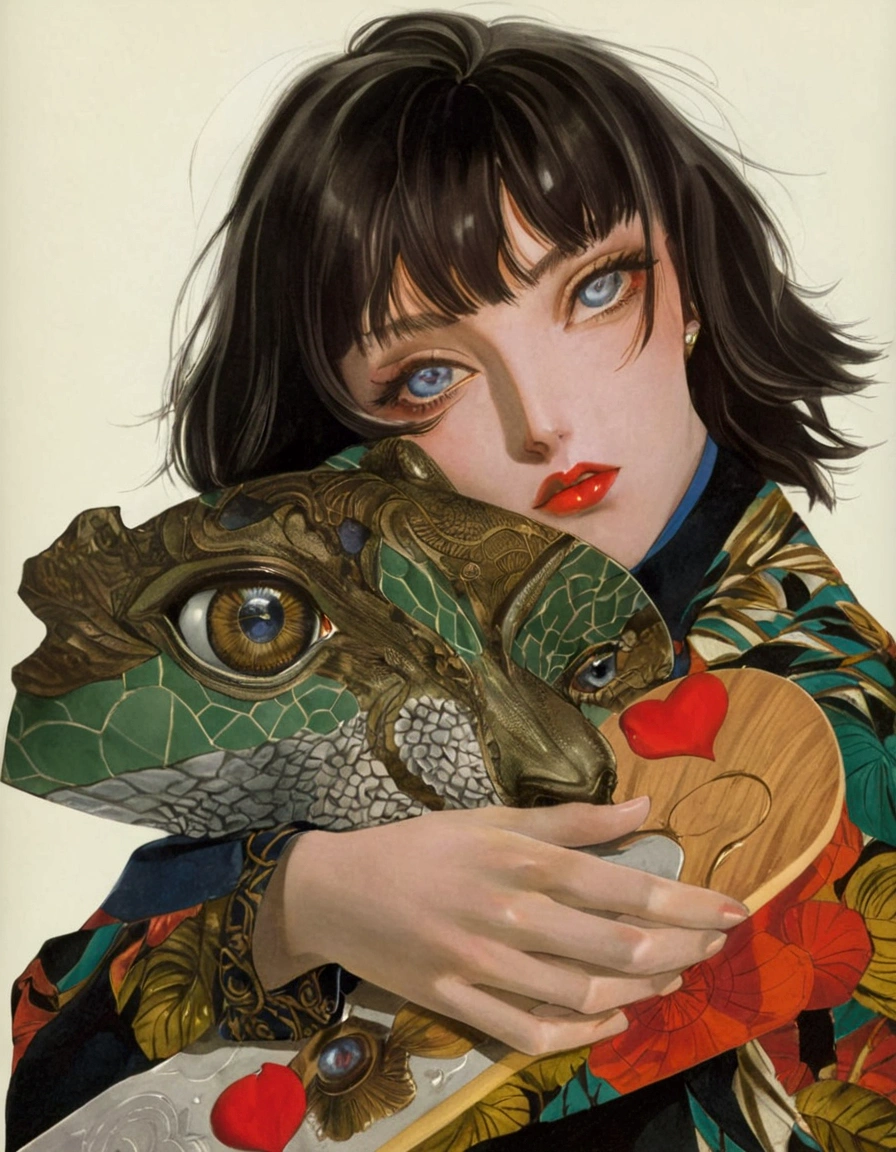 ((work of art, best qualityer)), 1womanl, (beautiful man1.4), 130 mmf1.4 lenses, standing alone, pointy ears, heart-shaped pupils, From above, skate, saturados, colorfully, Bblack hair, body hair (((1girl)), female focus, Masterpiece artwork, high qualiy, (Masterpiece artwork:1.2), (best qualityer:1.2), shining skin, realisitic, ornate, intricate, ((blackquality hair)), (short hair), blue colored eyes,bangss, hair between the eyes, chic, looking_at_viewer, holding_fan, red_eyeliner, FH, crazy eyes, gazing at viewer, constricted pupils, dynamic pose, (shadows cast over the face:1.3), dark bedroom, shadow room