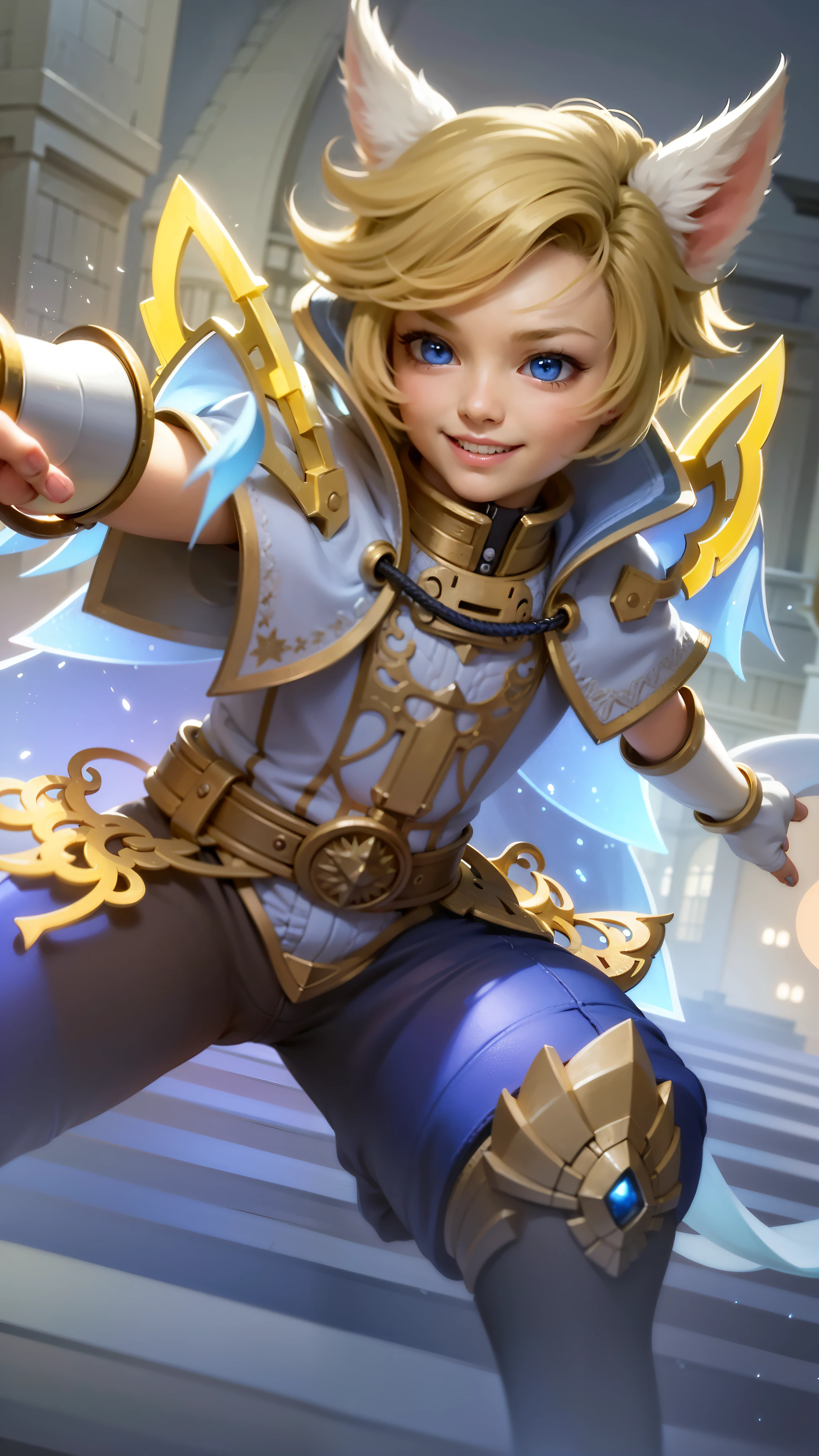 a tiny biy with a cat hat , 8k, ultra hd, ultra detailed texture, hyper realistic, masterpiece, detailed texture, detailed face, detailed skin, detailed lighting, (photorealistic:1.5), best quality, beautiful lighting, cinematic lighting, professional lighting, ultra highres, realistic, detailed hair, real hair, high quality, (realskin:1.5), extremely detailed, finely detail, ultra-detailed, blue eyes, smile.