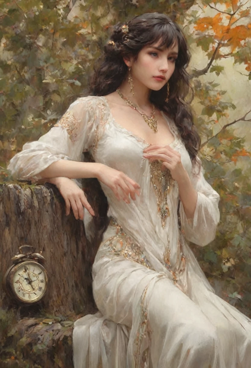 (Best Quality,4k,8K,hight resolution,Masterpiece:1.2),Ultra-detailed,(Realistic,Photorealistic,photo-realistic:1.37),oil painting,Omar Rayyan ,Beautiful detailed girl,sitting on a bench,Holding a flower,Klimt,many,Emil Vernons,illustartion,Shiny texture,Lush garden,Natural sunlight,dreamy atmosphere,bright colours,Graceful posture,Detailed facial features,curly hair,Delicate brushstrokes,Exquisite dress,Feminine elegance,artistic interpretation,Fantasy elements,Subtle emotions,Unearthly beauty,wistful expression,harmonious composition,Impressionistic style,Gold accents,ornate patterns。Ulzzang-6500, (realistic: 1.3) (original: 1.2), masterpiece, best quality, hibiscus flower blooming on a gnarled branch on a gray background, fractal mandala background, in light orange and light beige style, minimalist images, photographic installations. , paleocore, green and crimson, hyperrealistic, poetic intimacy. masterpiece, best quality, colorful, LLTH, best quality, beautiful naked forest goddess, expressive eyes, perfect face, highly detailed, high resolution, (masterpiece), best quality, perfect face, 1 sexy girl dressed in forest, flowers , leaves, mandalas, fractal, girl in the forest, forest goddess, old antique clock floating, lamp hanging from tree, full body, black hair fused with gold, transparent clothing, open legs, view of pubic hair, 1 sexy girl with see-through forest clothing,small exposed breasts, see-through open t-shirt, mandala and flower tattoos, illustration, very delicate and beautiful, very detailed, CG, Unity, 8k wallpaper, huge file size, very wide lens, soft lighting, slight smile, transparent clothing showing naked body, beautiful vagina, vagina with soft hairs, well detailed eyes looking up, latin girl sitting on tree trunk, oil painting, latin tanned skin, full moon night sky, autumn leaves falling, autumn leaves in the wind, black and brown hair, long hair floating in the wind, girl looking at an old clock, nsfw,(( Felicity Jones)), (sensual), (Ex