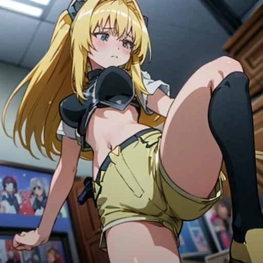 Best Quality, anime girl, anime woman, grow taller, perfect face, detailed face, beautiful face, super detailed illustration, detailed eyes, inside, giantess growth, as seen from below, grow taller, shocked, In the bedroom, Wearing shorts, seen from below, growing more, grow taller, beautiful giantess, narrow room, giantess in the room, room that is too small, huge safe, bigger breasts, Thin waist, thin legs, blush, giant anime, blond hair, low angle, furniture crushing, furniture crushing under body, Department, narrow, wearing a fitted t-shirt, close up, close up shot, perky breasts, tight shirt, crop top, very close up, maduro, sexy, tight clothes, Motion blur, lines of movement, maduro anime girl, milf, breast expansion, GIGA BREASTS, bigger breasts, bigger breasts que la cabeza, tighter clothing, bra visible, close up, close view, cowboy shot, hyperbreasts, Focus on breasts, bouncing breasts, breast growth, extreme low angle, legs apart, high Motion blur
