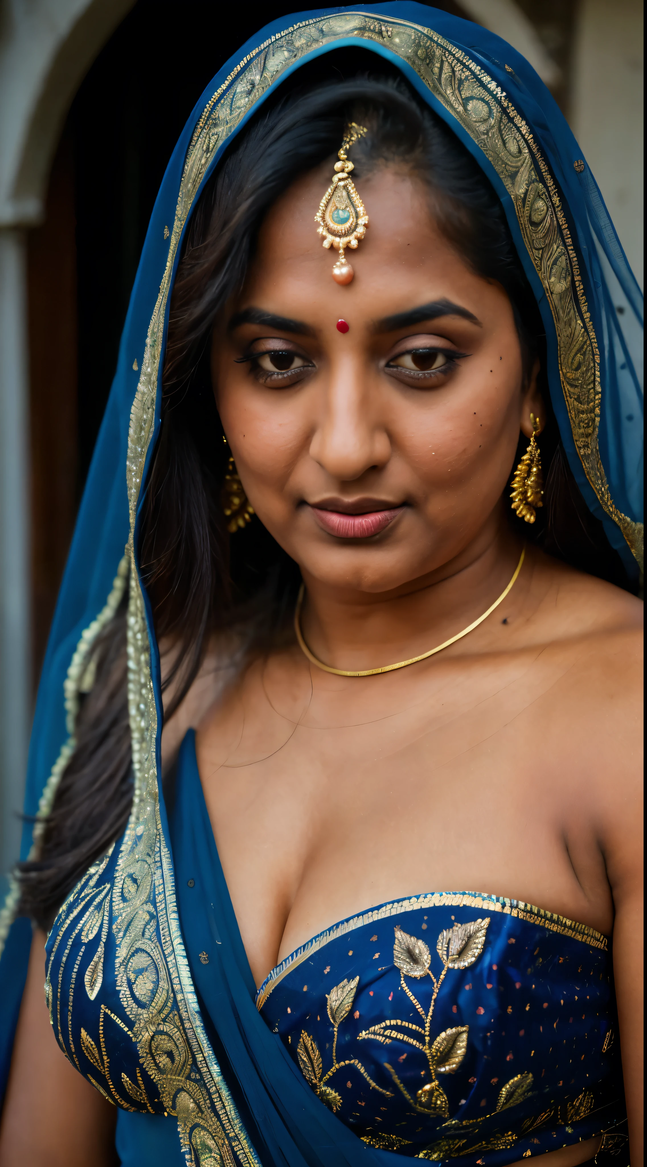 Foto RAW, photorealistic, stunning beauty, photography, full body shot, 60 years old Woman, mascara, eye kajal, juicy figure, master shot, perfect eyes, goddess like beauty, pierced eyes, perfect thick chubby mallu Desi aunty bhabhi, Wearing a Stanapatta, a chest-band.Saree model, model Photography, Indian saree shoot, Indian traditional wear advertising photography, traditional wear brand shoot, face of Indian actress Sonakshi Sinha, masterpiece, realistic, realism, incredible details, pleasure, photorealism, detailed skin, skin pores, high contrast, photorealistic Artstation 8k HD digital art trend of high definition and detailed realistic skin texture, ultra detail, realistic skin texture, armature, best quality, ultra high definition, (photorealistic:1.4),, high resolution, detail, raw photo, sweat, Re sharp, by Lee Jefferies Nikon D850 Film Stock Photo 4 Kodak Portra 400 Camera F1.6 Lens Rich Color Ultra Real Realistic Realistic Textures Dramatic Lighting Unreal Engine Trending at Art Station Cinestill 800,(pele altamente detalhada: 1.2), 8k UHD, DSLR, soft-lighting, alta qualidade, grain of film, Fujifilm XT3,she didn't like to wear blouse or bra, she is happy to wear only saree, she hates blouse or bra, highly detailed hairy armpits, hyper realistic skin, skin pores, sweat, veins, stubble armpits, erotic temptation, appealing figure, appealing body language, fleshy arms, horny desi indian mommy, she wants to dominate young boys by showing her tempting figure, irresistibly hot, armpits hair clearly visible, freckles 0.2, stretchmarks 0.2, Sexy mature woman's with slightly wrinkled skin, hyper real skin texture, subtly detailed, astounding details, veins in the body, detailed rough mature skin, mole on breast, Indian ethnicity,