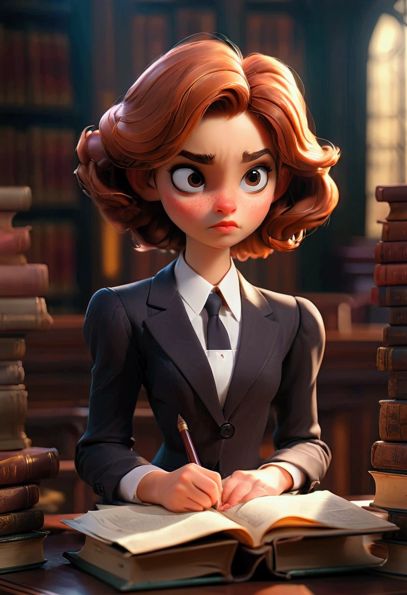 1girl, Lawyer, a lawyer in a courtroom, elegant formal suit, confident and professional expression, dramatic lighting, law books and documents in the background, cinematic composition, 8k, high quality, masterpiece, best quality, very aesthetic, absurdres