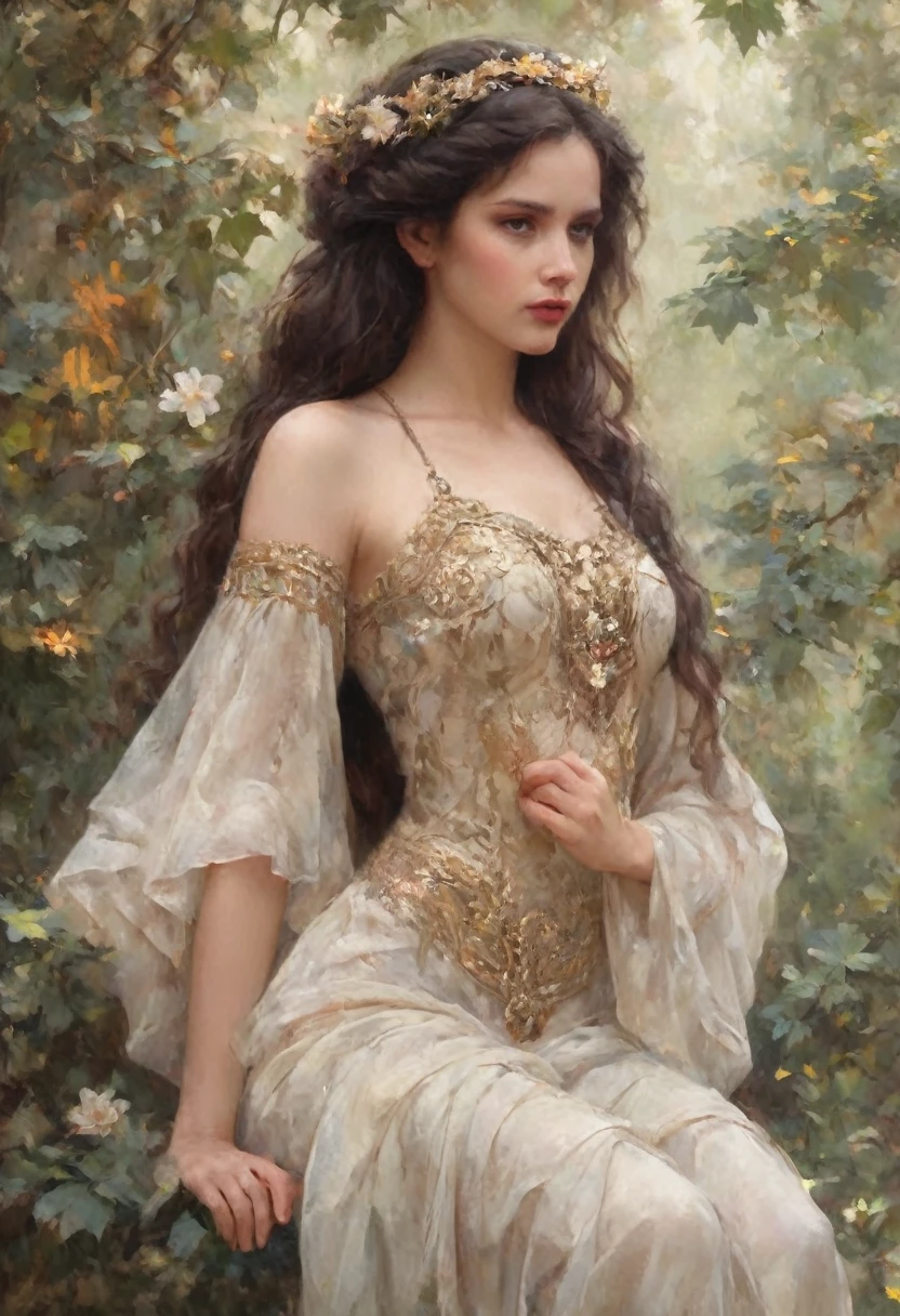 (Best Quality,4k,8K,hight resolution,Masterpiece:1.2),Ultra-detailed,(Realistic,Photorealistic,photo-realistic:1.37),oil painting,Omar Rayyan ,Beautiful detailed girl,sitting on a bench,Holding a flower,Klimt,many,Emil Vernons,illustartion,Shiny texture,Lush garden,Natural sunlight,dreamy atmosphere,bright colours,Graceful posture,Detailed facial features,curly hair,Delicate brushstrokes,Feminine elegance,artistic interpretation,Fantasy elements,Subtle emotions,Unearthly beauty,wistful expression,harmonious composition,Impressionistic style,Gold accents,(realistic: 1.3) (original: 1.2), masterpiece, best quality, hibiscus flower blooming on a gnarled branch on a gray background, fractal mandala background, in light orange and light beige style, minimalist images, photographic installations. , paleocore, green and crimson, hyperrealistic, poetic intimacy. masterpiece, best quality, colorful, LLTH, best quality, beautiful naked forest goddess, expressive eyes, perfect face, highly detailed, high resolution, (masterpiece), best quality, perfect face, 1 sexy girl dressed in forest, flowers , leaves, mandalas, fractal, girl in the forest, forest goddess, old antique clock floating, lamp hanging from tree, full body, black hair fused with gold, transparent clothing, open legs, view of pubic hair, 1 sexy girl with see-through forest clothing,small exposed breasts, see-through open t-shirt, mandala and flower tattoos, illustration, very delicate and beautiful, very detailed, CG, Unity, 8k wallpaper, huge file size, very wide lens, soft lighting, slight smile, transparent clothing showing naked body, beautiful vagina, vagina with soft hairs, well detailed eyes looking up, latin girl sitting on tree trunk, oil painting, latin tanned skin, full moon night sky, autumn leaves falling, autumn leaves in the wind, black and brown hair, long hair floating in the wind, girl looking at an old clock, nsfw,(( Felicity Jones)), (sensual), (Ex