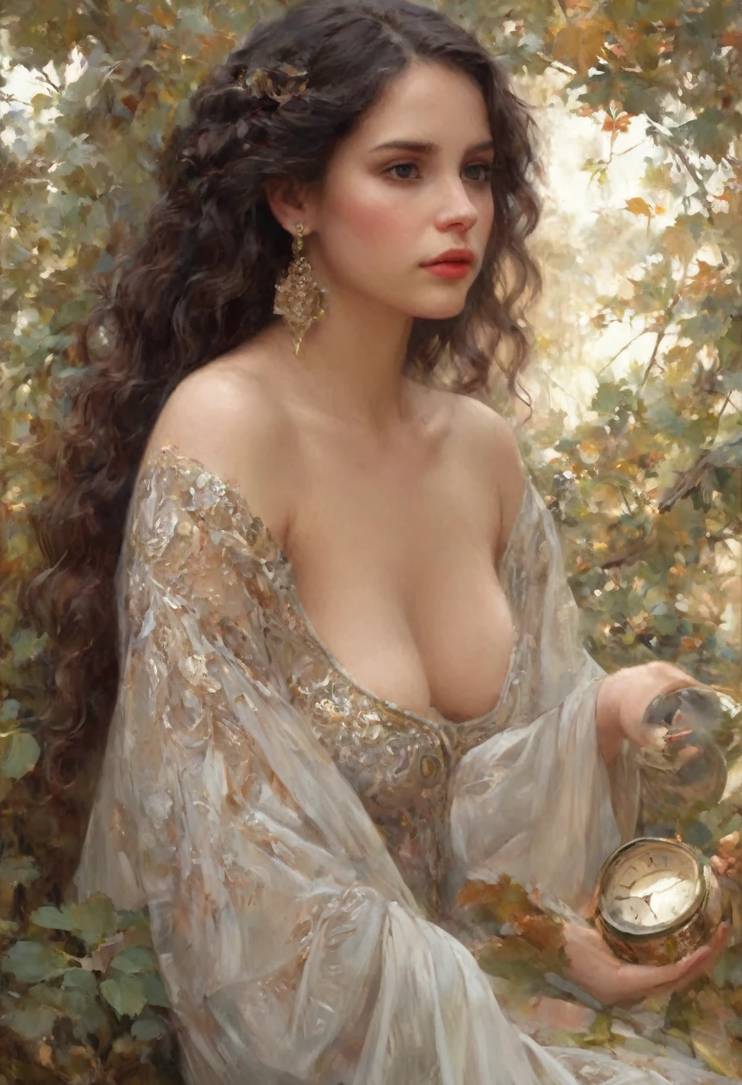 (Best Quality,4k,8K,hight resolution,Masterpiece:1.2),Ultra-detailed,(Realistic,Photorealistic,photo-realistic:1.37),oil painting,Omar Rayyan ,Beautiful detailed girl,sitting on a bench,Holding a flower,Klimt,many,Emil Vernons,illustartion,Shiny texture,Lush garden,Natural sunlight,dreamy atmosphere,bright colours,Graceful posture,Detailed facial features,curly hair,Delicate brushstrokes,Feminine elegance,artistic interpretation,Fantasy elements,Subtle emotions,Unearthly beauty,wistful expression,harmonious composition,Impressionistic style,Gold accents,(realistic: 1.3) (original: 1.2), masterpiece, best quality, hibiscus flower blooming on a gnarled branch on a gray background, fractal mandala background, in light orange and light beige style, minimalist images, photographic installations. , paleocore, green and crimson, hyperrealistic, poetic intimacy. masterpiece, best quality, colorful, LLTH, best quality, beautiful naked forest goddess, expressive eyes, perfect face, highly detailed, high resolution, (masterpiece), best quality, perfect face, 1 sexy girl dressed in forest, flowers , leaves, mandalas, fractal, girl in the forest, forest goddess, old antique clock floating, lamp hanging from tree, full body, black hair fused with gold, transparent clothing, open legs, view of pubic hair, 1 sexy girl with see-through forest clothing,small exposed breasts, see-through open t-shirt, mandala and flower tattoos, illustration, very delicate and beautiful, very detailed, CG, Unity, 8k wallpaper, huge file size, very wide lens, soft lighting, slight smile, transparent clothing showing naked body, beautiful vagina, vagina with soft hairs, well detailed eyes looking up, latin girl sitting on tree trunk, oil painting, latin tanned skin, full moon night sky, autumn leaves falling, autumn leaves in the wind, black and brown hair, long hair floating in the wind, girl looking at an old clock, nsfw,(( Felicity Jones)), (sensual), (Ex