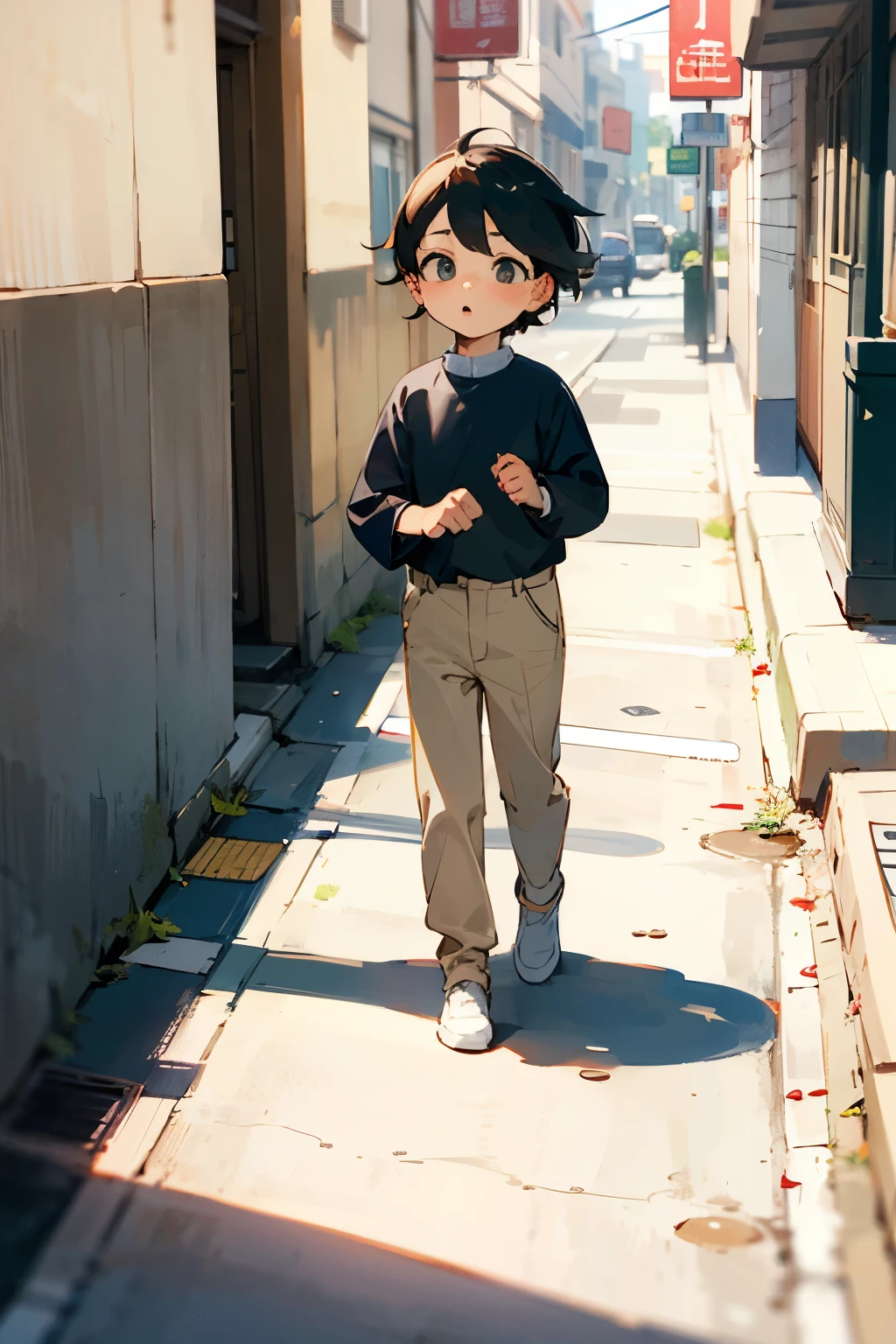 pee pants beige pants in a street