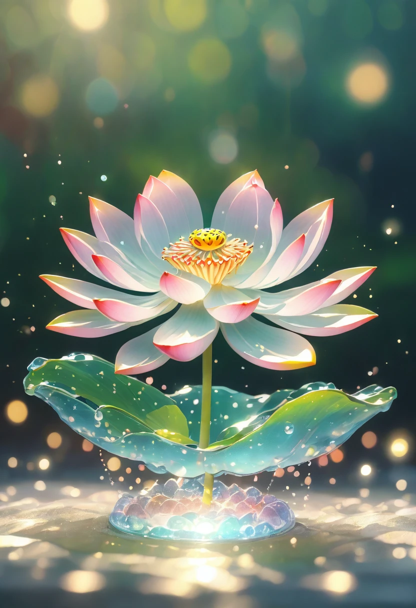 (La best quality,high resolution,super detailed,actual),Lotus flower formed from jelly,in the room,Christmas decoration,surrounded by christmas gifts,A masterpiece full of fantasy elements）））, （（best quality））, （（intricate details））（8k）