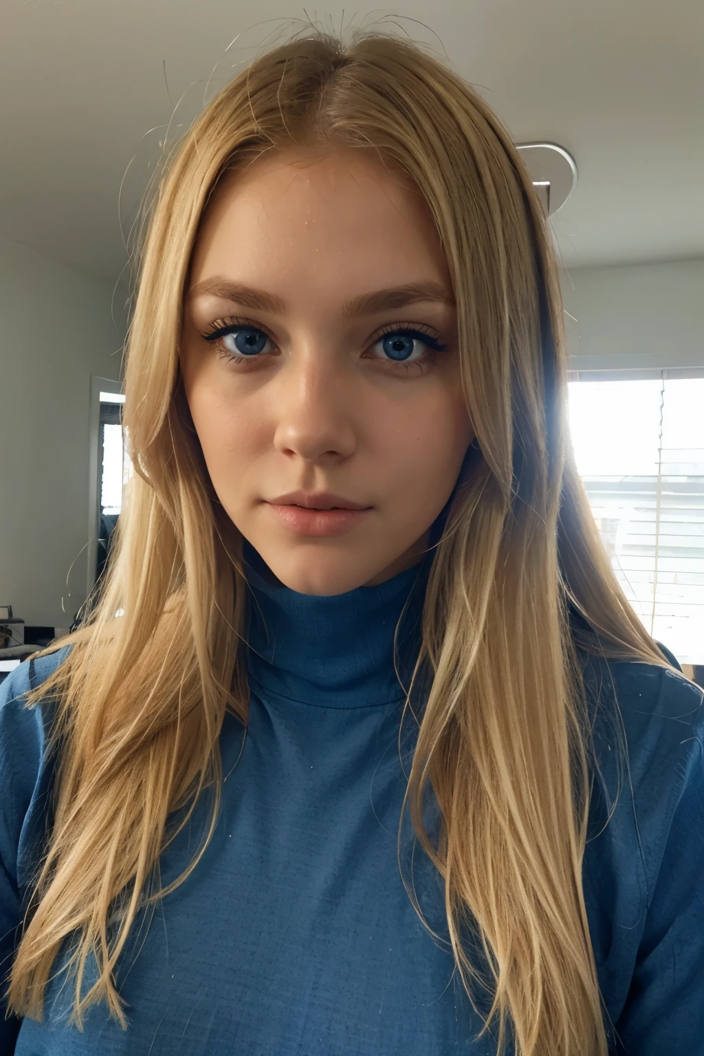 Blonde blue eyes full face