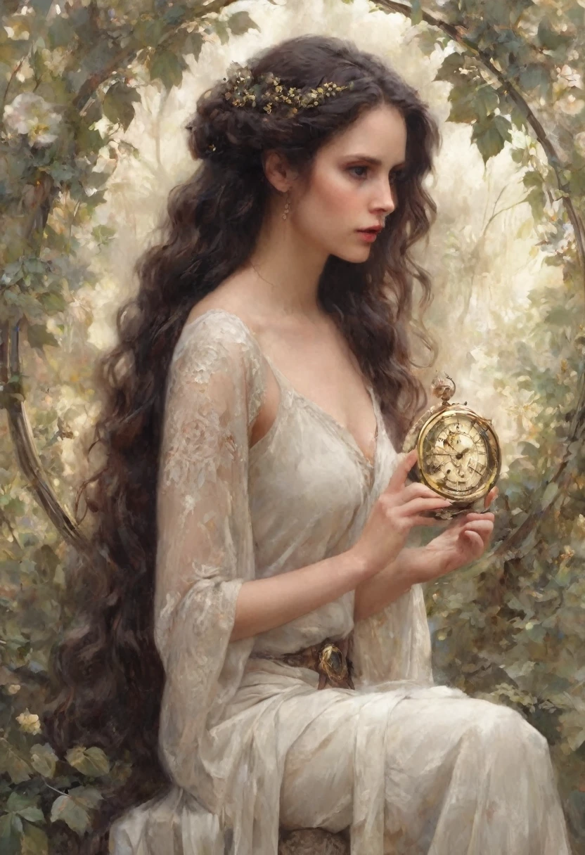 (Best Quality,4k,8K,hight resolution,Masterpiece:1.2),Ultra-detailed,(Realistic,Photorealistic,photo-realistic:1.37),oil painting,Omar Rayyan ,Beautiful detailed girl,Holding a flower,Klimt,many,Emil Vernons,illustartion,Lush garden,Natural sunlight,dreamy atmosphere,bright colours,Graceful posture,Detailed facial features,curly hair,Feminine elegance,artistic interpretation,Fantasy elements,Subtle emotions,Unearthly beauty,wistful expression,harmonious composition,Impressionistic style,Gold accents,(realistic: 1.3) (original: 1.2), masterpiece, best quality, hibiscus flower blooming on a gnarled branch on a gray background, fractal mandala background, in light orange and light beige style, minimalist images, photographic installations. , paleocore, green and crimson, hyperrealistic, poetic intimacy. masterpiece, best quality, colorful, LLTH, best quality, beautiful naked forest goddess, expressive eyes, perfect face, highly detailed, high resolution, (masterpiece), best quality, perfect face, 1 sexy girl dressed in forest, flowers , leaves, mandalas, fractal, girl in the forest, forest goddess, old antique clock floating, lamp hanging from tree, full body, black hair fused with gold, transparent clothing, open legs, view of pubic hair, 1 sexy girl with see-through forest clothing,small exposed breasts, see-through open t-shirt, mandala and flower tattoos, illustration, very delicate and beautiful, very detailed, CG, Unity, 8k wallpaper, huge file size, very wide lens, soft lighting, slight smile, transparent clothing showing naked body, beautiful vagina, vagina with soft hairs, well detailed eyes looking up, latin girl sitting on tree trunk, oil painting, latin tanned skin, full moon night sky, autumn leaves falling, autumn leaves in the wind, black and brown hair, long hair floating in the wind, girl looking at an old clock, nsfw,(( Felicity Jones)), (sensual), (Ex