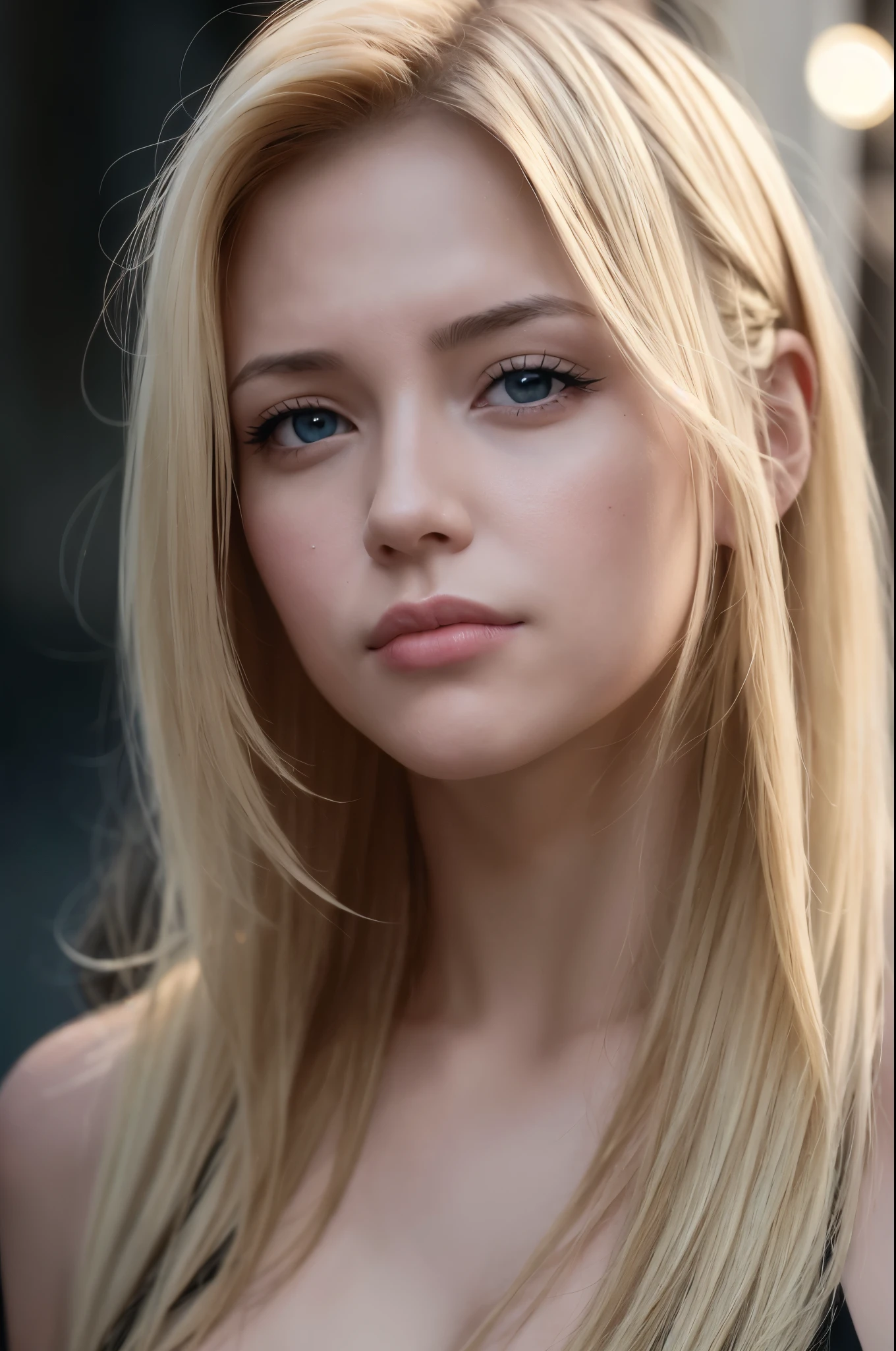 phoograph of a woman, (sympathetic facial expression),blonde hair, ultra textured skin, goosebumps, group profile, perfect eyes, ((hard lighting:1.4)), Velvia 100 color, shot on Cinestill 800T, bokeh,looking_in_viewer,SMILE,8k, 4k, extreme resolution, ultra high resolution, dynamic lighting, real lighting, sofiadiamond