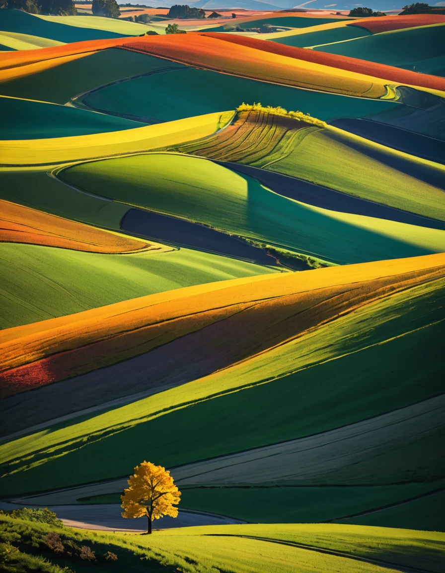 A vibrant landscape shot with a Nikon D850 camera, capturing rich colors and deep shadows. The image should emphasize the fine details of the natural scenery with a high level of clarity.