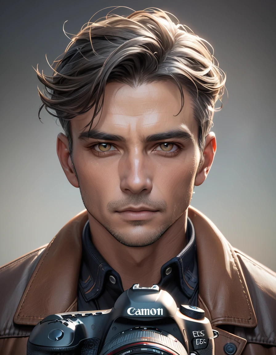 A highly detailed portrait of a man shot with a Canon EOS 5D Mark IV camera, showcasing natural colors and a wide dynamic range. The image should have sharp details and a realistic skin tone.