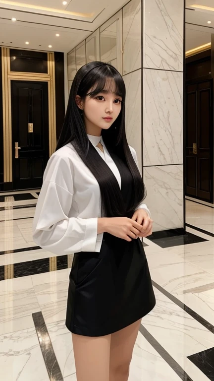 ,uma de uma mulher ela tem cabelo preto Com franja, Hime corte de cabelo preto, Ulzzang, coreano, com cabelo curto Com franja, com cabelo curto, dilraba dilmurat, garota gótica coreano cruel, penteado com corte hime branco, cabelo penteado como franja, Com franja, coreano symmetrical face,,,,,,,,,,,,,,,, - ,,,,,,,,,,,,,,,,,,,,,,,,,,,,,,,,,,,,,,,,,,,,,,,,,,,,,,dressed in a sleek cocktail dressrealistic image posing in the grand lobby of a five-star hotel, with marble floors, grand staircase, and exquisite floral arrangements."