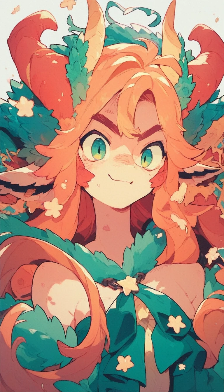 Best quality, Super detailed illustration, warm colors, perfect lighting, perfect detail ,Cute half dragon girl
