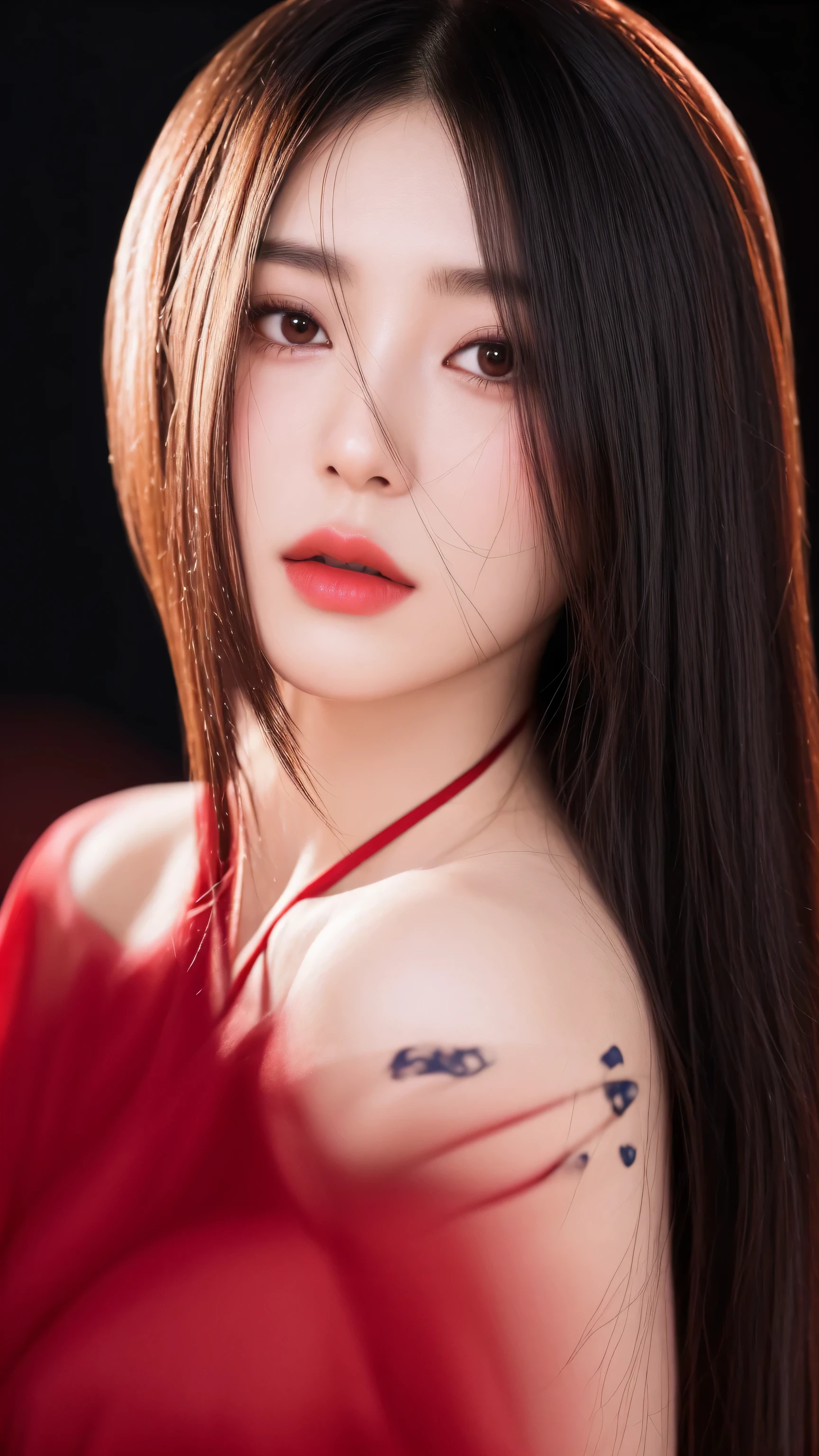 arafed asian woman with long hair and red dress posing for a picture, seductive tifa lockhart portrait, gorgeous chinese model, inspired by Ai Xuan, trending at cgstation, soft portrait shot 8 k, inspired by Huang Ji, trending on cgstation, captured on canon eos r 6, chinese girl, close up portrait shot, 8k artgerm bokeh
