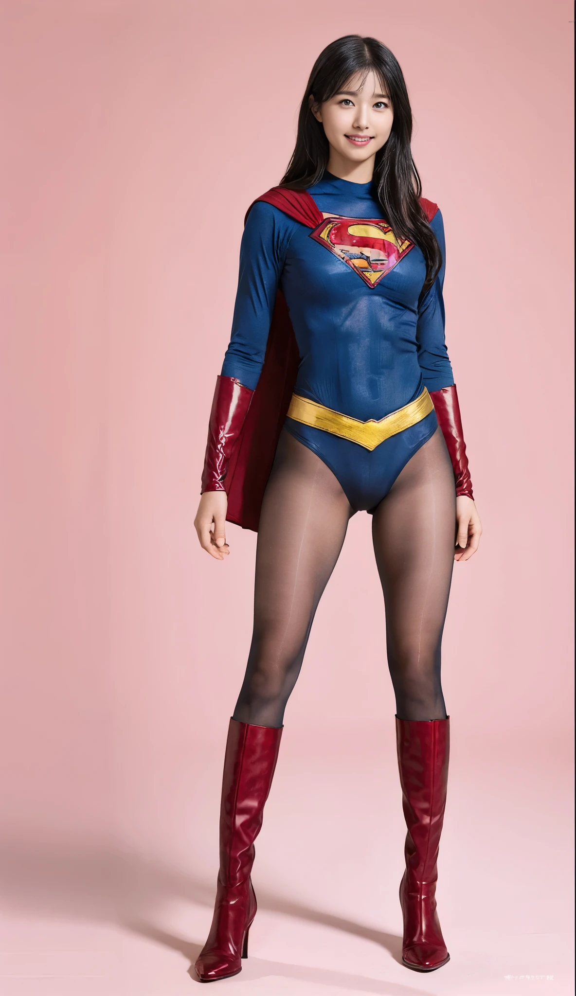 No background、(((Beautiful legs in black tights.)))、(((Legally express the beauty of your smile)))、((((Make the most of your original images)))、(((体にぴったりフィットするSupergirl Costume)))、(((Supergirl Costume)))、(((short and beautiful hair)))、(((suffering)))、(((Please wear black tights....、Wear red boots)))、((Best image quality、8k))、((Highest quality、8k、masterpiece:1.3))、(((Preserve background )))、Sharp focus:1.2、Beautiful woman with perfect figure:1.4、Slim Abs:1.2、Wet body:1.5、Highly detailed face and skin texture、8k