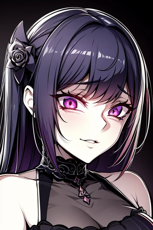 a close up of a woman with a knife and a dress, at pixiv, top rated on pixiv, pixiv style, pixiv contest winner, portrait of a goth catgirl, pixiv 3dcg, gothic maiden anime girl, anime monster girl, 1 7 - year - old anime goth girl, ahegao, anime moe artstyle, seductive anime girl