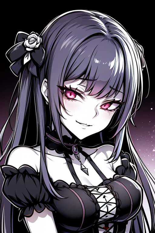 a close up of a woman with a knife and a dress, at pixiv, top rated on pixiv, pixiv style, pixiv contest winner, portrait of a goth catgirl, pixiv 3dcg, gothic maiden anime girl, anime monster girl, 1 7 - - old me goth girl, ahegao, anime moe artstyle, seductive anime girl
