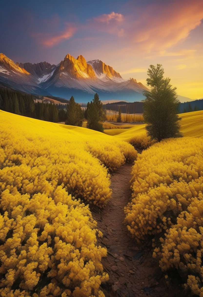 yellow aesthetic landscape, 8k, masterpiece,