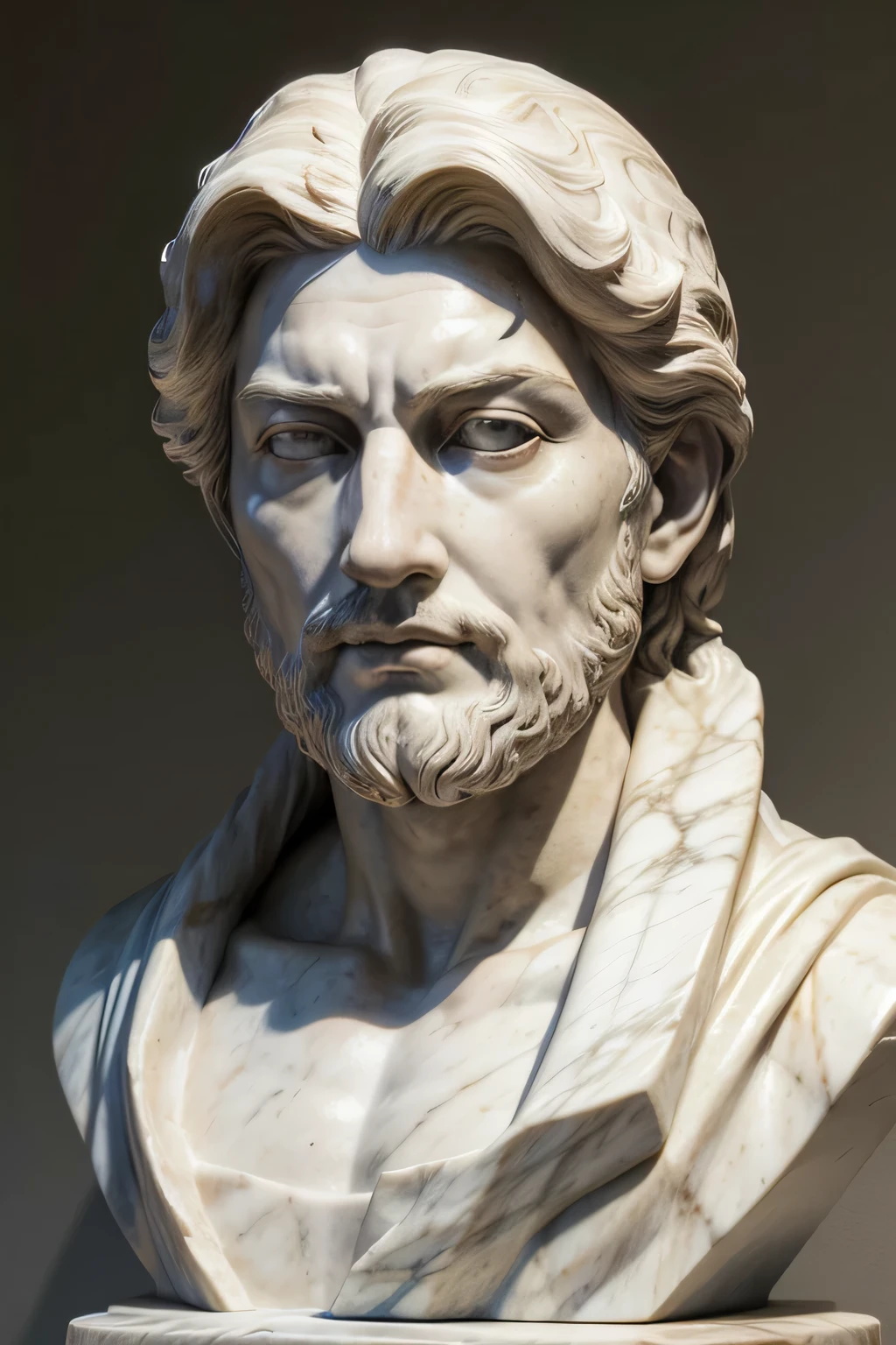 face of a marble statue of a wise man