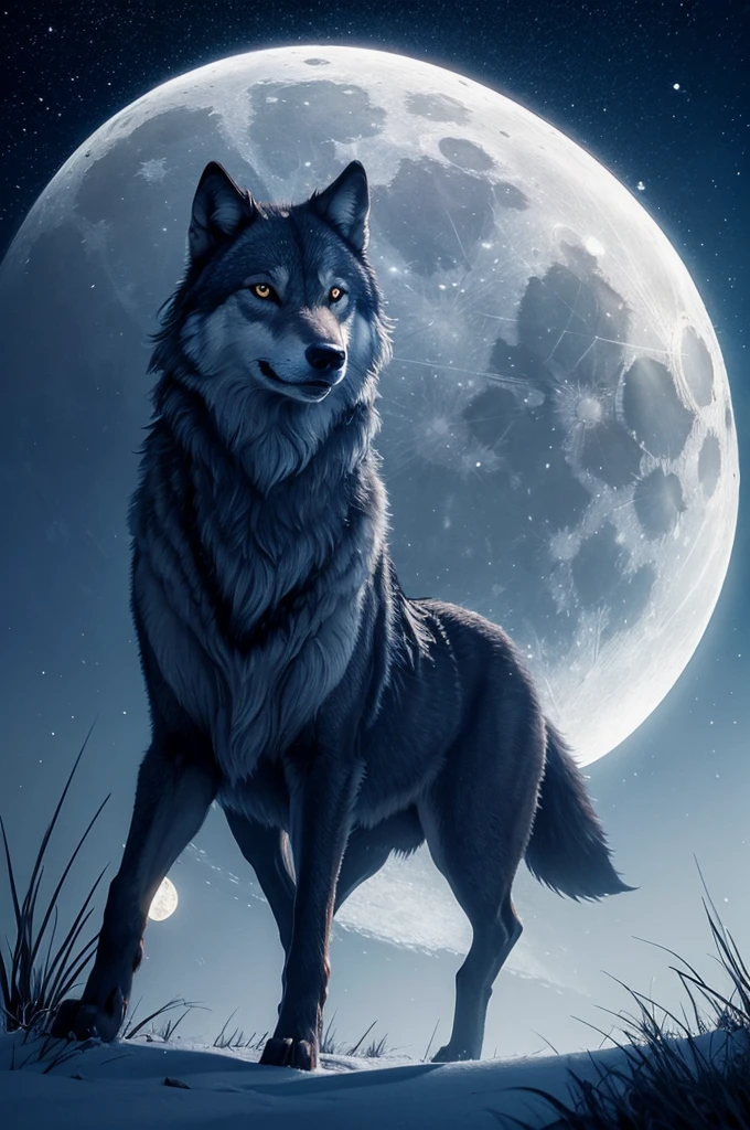 Wolf with the moon