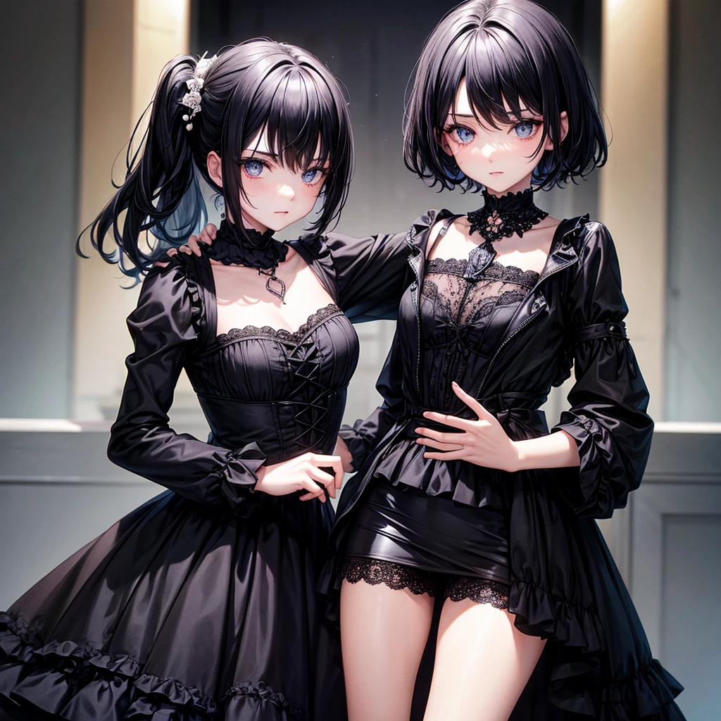 Short cute man with black hair and gothic clothes