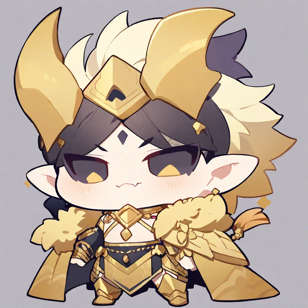 chibi character. Boy. Demon of Pride. Golden color 