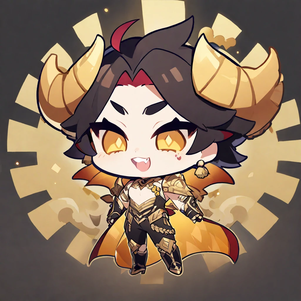 chibi character. Boy. Demon of Pride. Golden color 