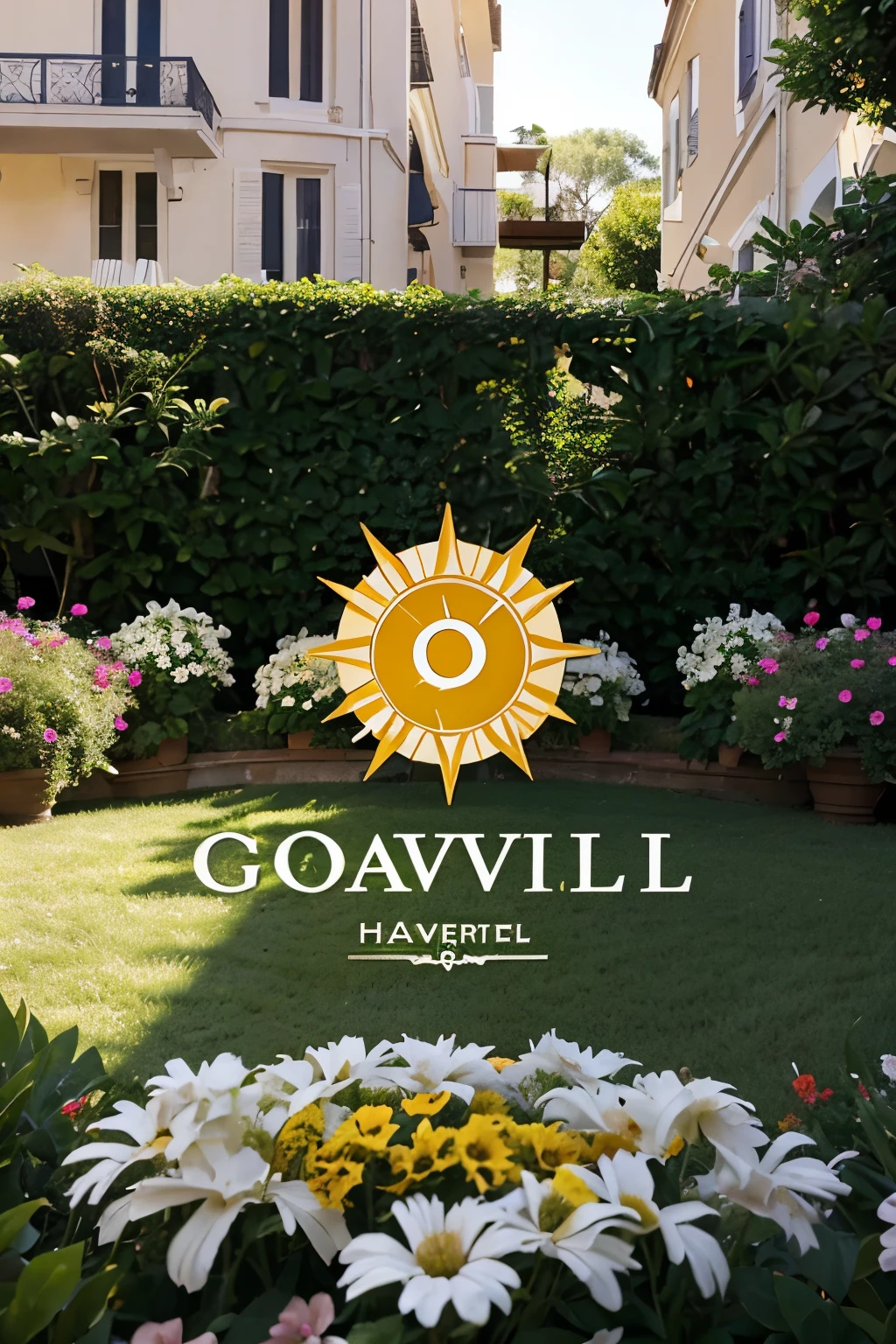 Caraveli Hotel Logo South Garden Below the flowers and sun logo