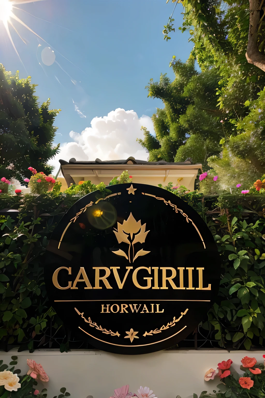 Caraveli Hotel Logo South Garden Below the flowers and sun logo