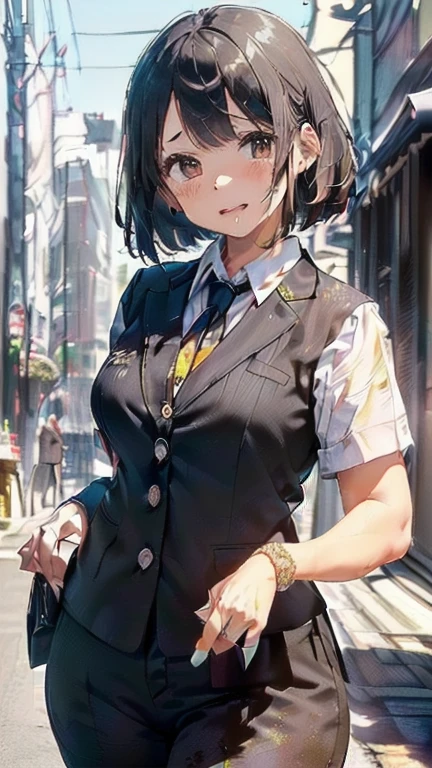 (must be follow these prompts:2.2),masterpiece,best quality,extremely detailed,(in her clothing:3.0),(in her formal styled business suit clothing:2.6),(adorable expression:2.5),(usual face:2.2),(displayed one girl on single picture:2.3),(black hair:2.1),(A short, slightly chubby new employee in a business suit working in modern Tokyo:2.2),(The new employee is short and wears a tight-fitting business suit.:1.7),(A cute moan like a young girl:2.1),(その新入社員はInnocent faceをしている:1.9),(The new employee is wearing a business suit that has been stained yellow-brown with some stains from a previous incident.:1.8),(The new employee&#39;s breasts, covered by her business suit, are bulging out due to her strong sexual desire.:1.9),(Lewd love juices dripping down the inner thighs of his dark grey trousers:2.1),(clothing violated:1.9),(japanese pretty girl:1.7),(men's elected twangers were inserted her:2.3),(she was already stroked up to the depth intervaginal sensual spot:1.7),(notably buldged up her inner labia majora:2.6),(A young, shy moan:1.5),(big breasts in her clothing:2.2),(A new employee with a very innocent look while working in the office:2.3),(The new employee is short but has a slightly plump body.:1.9),(The crotch of his dark grey trousers is heavily discolored with love juice stains.:2.5),(The new employee is convulsing and dripping love juice from her pussy, which is hidden under her pants.:1.8),(The new employee&#39;s dark grey trousers, tightly encircling her plump thighs, are damp with lascivious secretions.:1.9),(The new employee endures the slush between his legs by keeping his dark grey trousers on tight.:2.5),(The corner of a young girl&#39;s body々A new employee whose entire body was toyed with by the lewd urges that wriggled wetly.:1.7),(A new employee who is always holding his crotch over his dark grey trousers:1.7),(A moan filled with childish embarrassment:1.5),(The new employee&#39;s suit-covered breasts and nipples are bulging with lust.:1.8),(The new employee&#39;s lewd body beneath her clothes is swelling slightly with her lascivious reaction.:1.6),(The new employee works very diligently.:2.5),(The new employee has short, thick legs.:1.6),(first time々New Employees:2.2),(she looks like japanese idol:2.3),(The dark grey trousers are made of a durable fabric that will never tear.:4.3),(Her bursting breasts are completely hidden under a dark grey office suit:1.8),(she looks like a lolita:2.0),(All of this happened to the new employee himself, not anyone else.:2.1),(Slimy semen was leaking from the crotch area of his dark grey trousers.:1.6),(tough business suit:2.2),(Make sure to depict the face:5.3),(Calm expression:4.3),(Innocent face:3),(The story focuses on just that one new employee.:3.3),(The only characters that appear are the new recruits.:4.2),(Portrait Style:5)