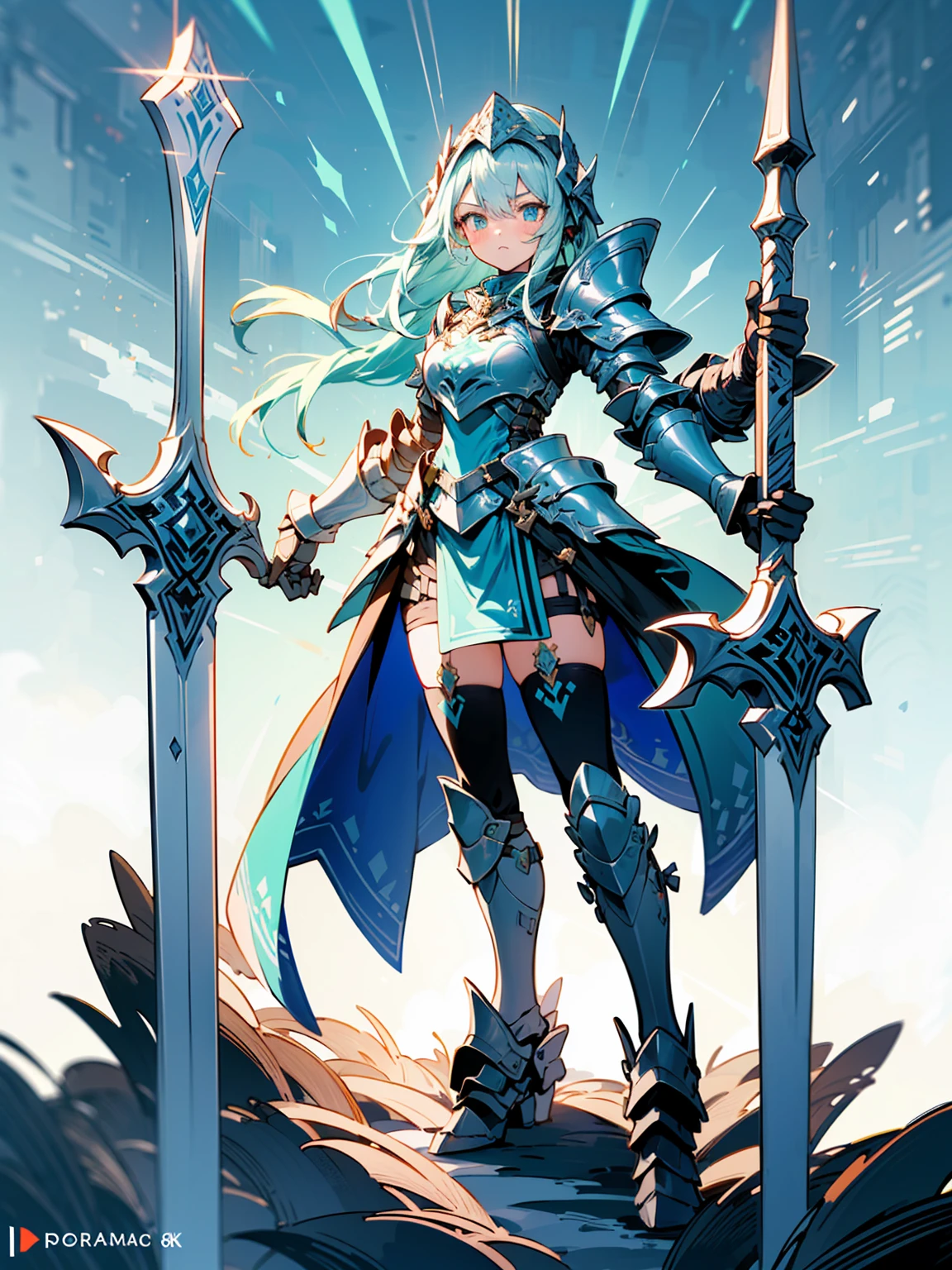 (((masterpiece, best quality, high detailed, 8k))) Design a layout showcase Gaming character, (1girl). Green+Gold armor, stylish and unique. ((showcase weapon:1.4)), nature staff. (masterpiece:1.2), (best quality), 4k, ultra-detailed. (Step by step design, layout art:1.5), (luminous lighting, atmospheric lighting). druid, ((glove full hands)), (((revealing armor:1.3))), vambraces, armored legwear, (((full_body_shot:1.4))). {In a magical meadow}.